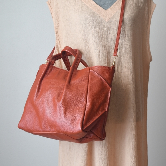SOLD🥀 Oliveve Zoe Leather Tote In Red Clay - Picture 12 of 12
